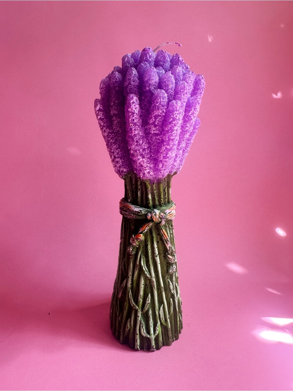 Purple Lavender Bundle Candle - Decorative Floral Pillar